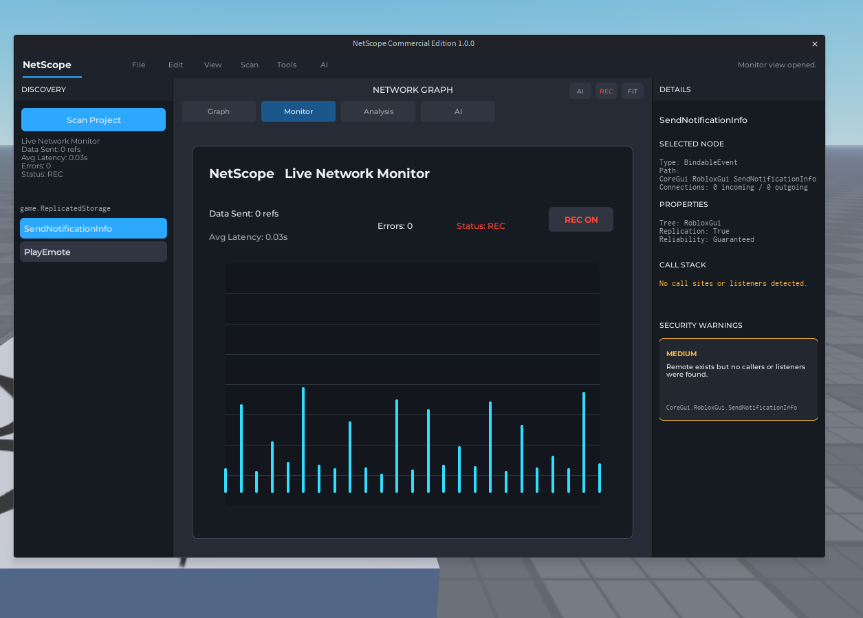NetScope live network monitor view